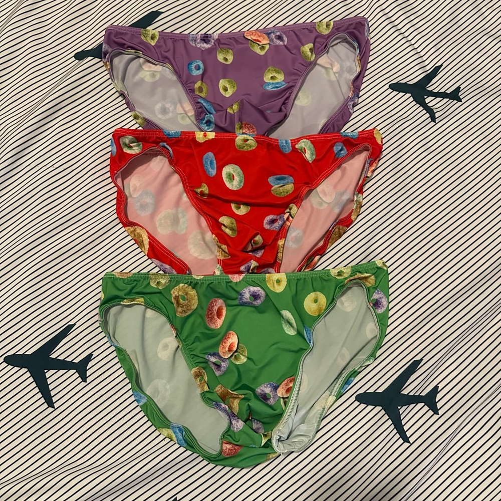 Colorful Fruit Loop Print bikini brief underwear. USA MEDIUM